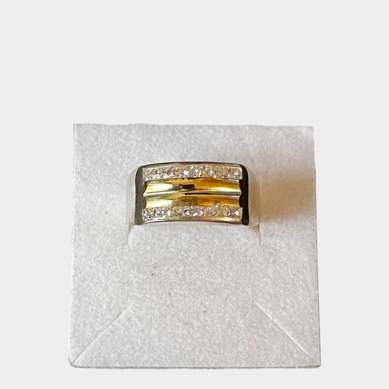 Anillo Doble Medio Sin Fin Con Double Plata Y Oro