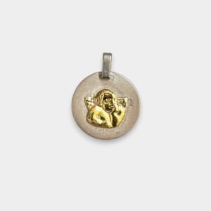 Dije Angel con alas Plata 925 y Oro Redondo Grande