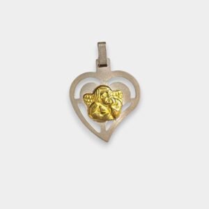 Dije Angelito en Corazon Plata 925 y Oro