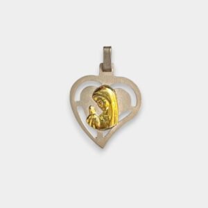 Dije Virgen Nina en Corazon Plata 925 y Oro