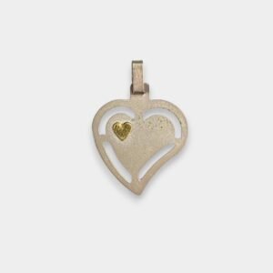 Dije Corazon Mediano Plata 925 y Oro