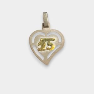 Dije Corazon 15 en centro Mediano Plata 925 y Oro