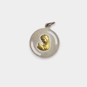 Dije Medalla Virgen Nina Chicito Plata 925 y Oro