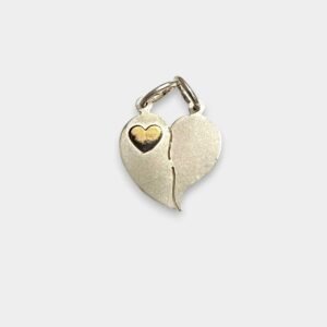 Medalla Tu y Yo Corazon Chico en Plata 925 y Oro Para Partir