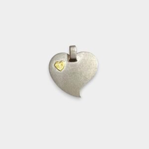 Dije Chapa Con Corazon Grande de Plata 925 y Oro