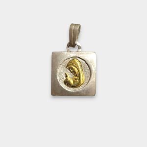Dije Virgen Nina Cuadrado Plata 925 y Oro