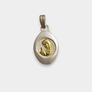 Dije Medalla Virgen Nina de Plata 925 y Oro