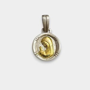 Dije Virgen Niña Plata 925 y Oro Redondo