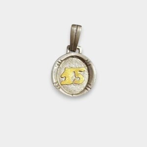 Dije Medalla 15 Anos Mediano Plata 925 y Oro