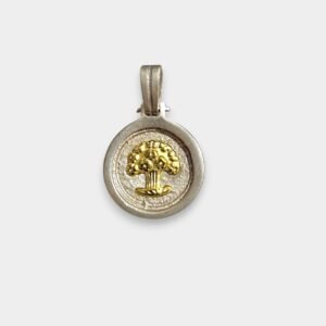 Dije Arbol en Corazon chico Redondo Plata 925 y Oro