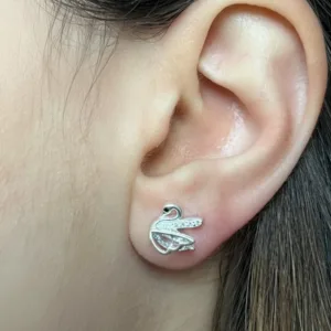 Aros Cisne Con Cubic De Plata 925 2