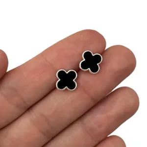 Aros Flor Negro De Plata 925 1