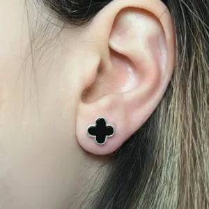 Aros Flor Negro De Plata 925 2