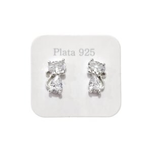 Aros De Plata Gato Con Piedras